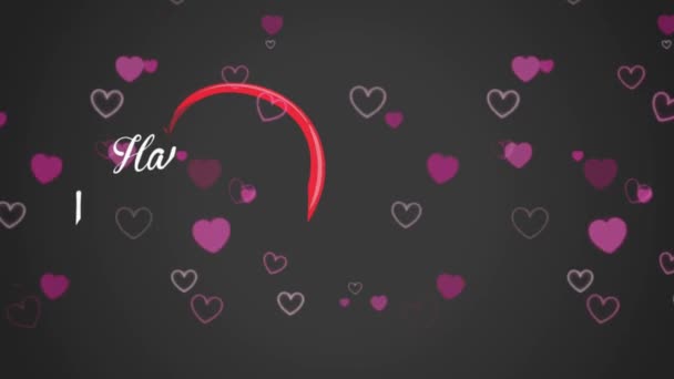Animație Text Alb Fericit Valentines Formă Inimă Roșie Fundal Negru — Videoclip de stoc