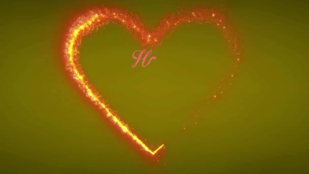 Анімація Рожевий Текст Щасливий Валентинів День Помаранчевою Вогнепальною Формою Серця — стокове відео