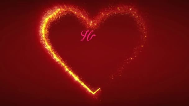 Animacja Różowy Tekst Szczęśliwe Walentynki Pomarańczowym Fajerwerkiem Kształt Serca Czerwonym — Wideo stockowe