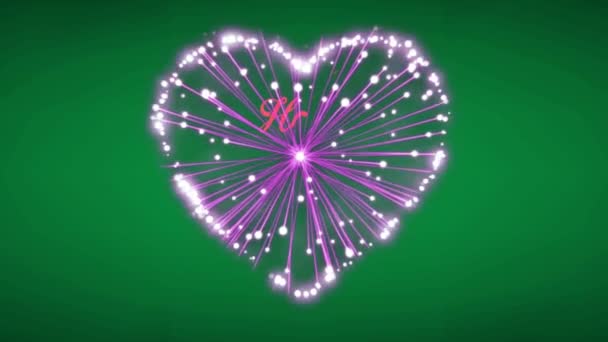 Animatie Roze Tekst Happy Valentine Day Met Roze Vuurwerk Hart — Stockvideo