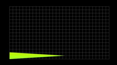 Animation colorful horizontal triangular bar graph object for infographic isolate on black background. 