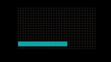 Animation colorful horizontal square bar graph object for infographic isolate on black background. 