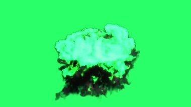 Animation green flames fire bombs effects isolate on green screen.