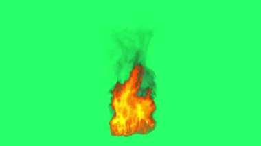 Animation flames fire bombs effects isolate on green screen.