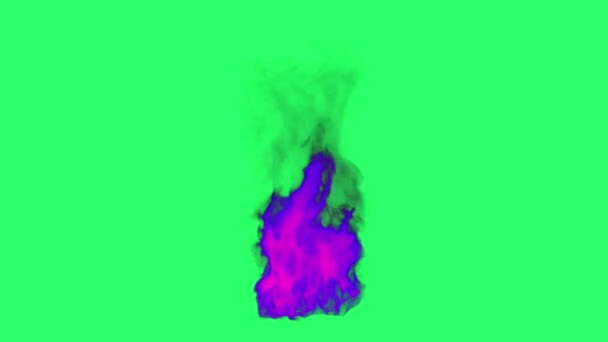 Animation Purple Flames Fire Bombs Effects Isolate Green Screen — Vídeo de Stock