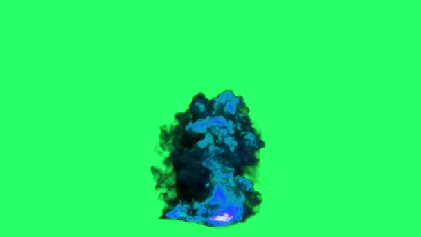 Animation Blue Flames Fire Bombs Effects Isolate Green Screen — Αρχείο Βίντεο