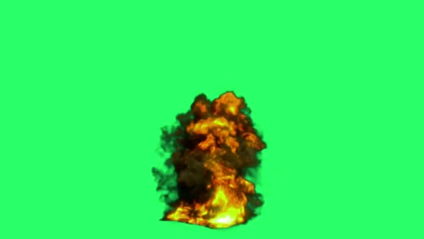 Animation Orange Flames Fire Bombs Effects Isolate Green Screen — Vídeo de Stock
