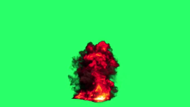 Animation Red Flames Fire Bombs Effects Isolate Green Screen — 图库视频影像