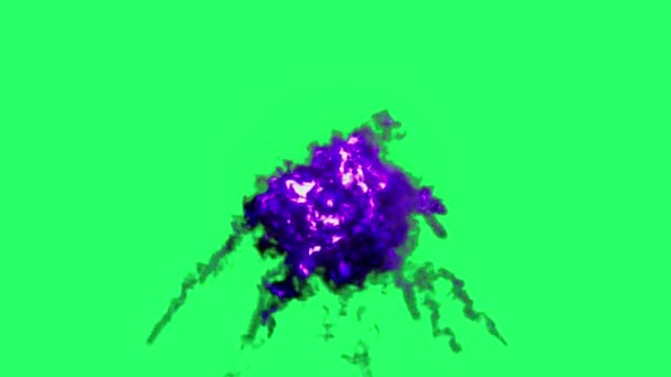 Animation Purple Flames Fire Bombs Effects Isolate Green Screen — Video