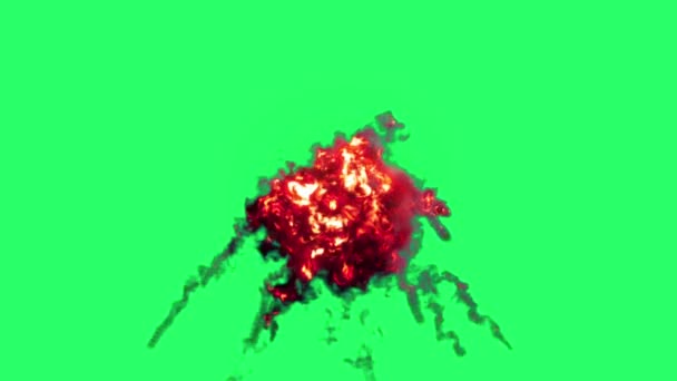 Animation Red Flames Fire Bombs Effects Isolate Green Screen — Vídeo de Stock