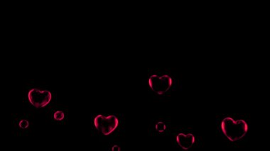 Animation red water bubbles floating on black background. 