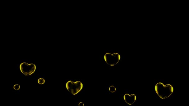 Animation Yellow Water Bubbles Floating Black Background — Vídeo de Stock