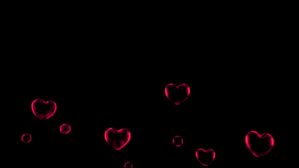 Animation Red Water Bubbles Floating Black Background — Video