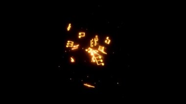 Animation orange musical notes isolate on black screen.
