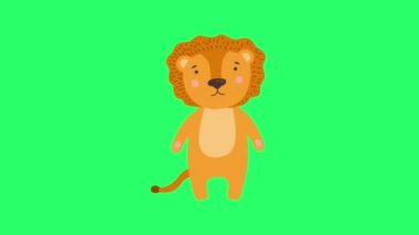 Animation lion isolate on green screen.