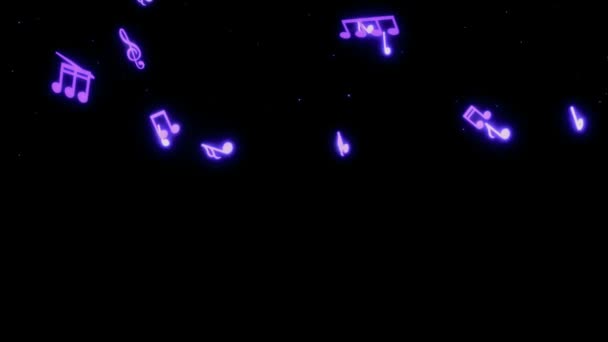 Animation Blue Musical Notes Isolate Black Screen — ストック動画