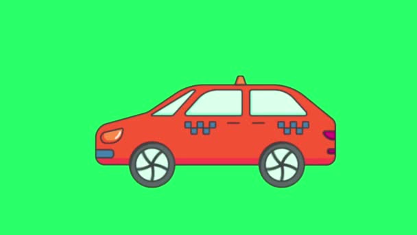 Animation Red Car Isolate Green Screen — Video Stock