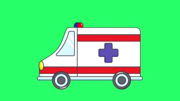 Animation Ambulance Isolate Green Screen — Stock Video