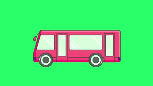 Animation Red Bus Isolate Green Screen — Video Stock