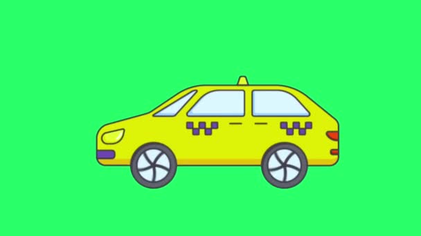 Animation Yellow Car Isolate Green Screen — Stockvideo