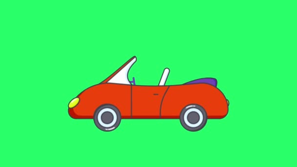 Animation Red Car Isolate Green Screen — Wideo stockowe