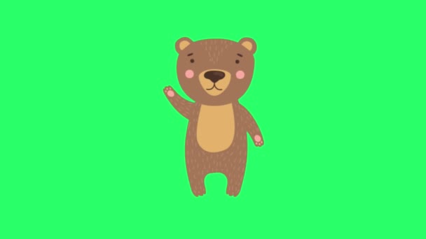 Animation Bear Isolate Green Screen — стоковое видео