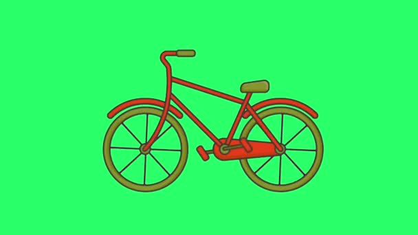 Animation Bicycle Isolate Green Screen — стоковое видео