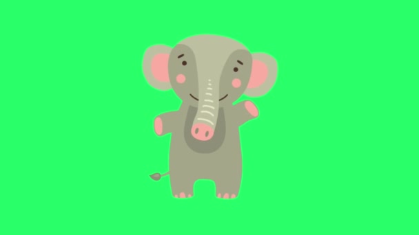 Animation Elephant Isolate Green Screen — Vídeos de Stock