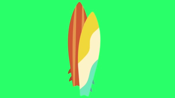 Анімація Дошка Серфінгу Ізольована Зеленому Фоні — стокове відео