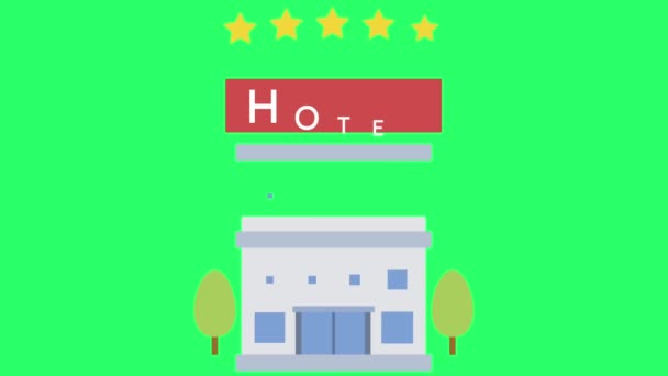 Aislamiento Del Hotel Animación Sobre Fondo Verde — Vídeo de stock