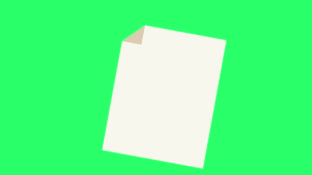 Animation Checklista Papper Isolat Grön Bakgrund — Stockvideo