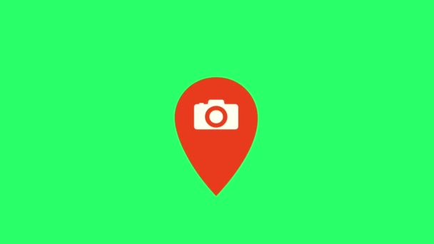 Animation Red Checkpoint Icon Isolate Green Background — Stock Video