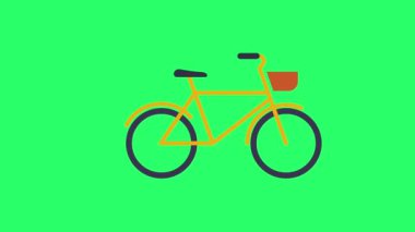 Animasyon sarı bisiklet yeşil arkaplanda izole.