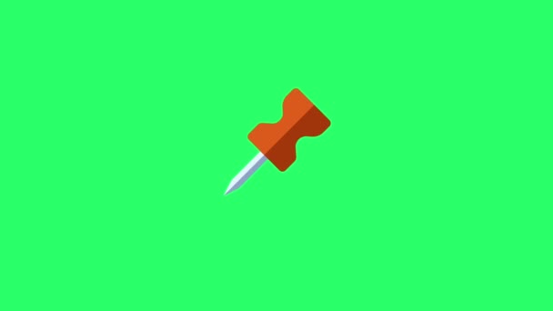 Animation Red Pin Isolate Green Background — Stock Video