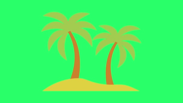 Animacja Izolat Drzewa Kokosowego Zielonym Tle — Wideo stockowe
