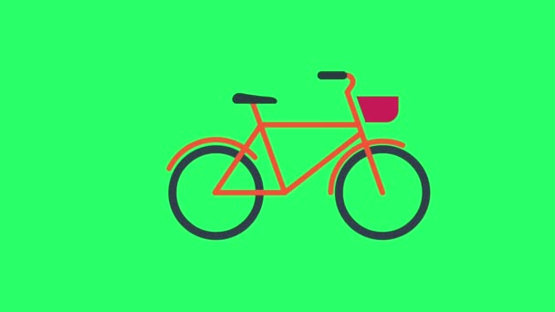 アニメーション赤い自転車は緑の背景で孤立する — ストック動画