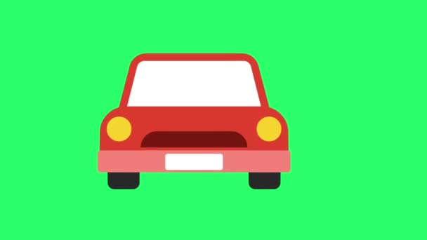 绿色背景下的动画红色轿车隔离 — 图库视频影像