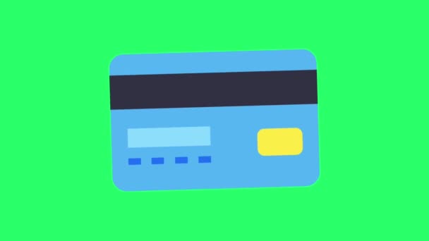 Izolat Karty Kredytowej Animacji Zielonym Tle — Wideo stockowe