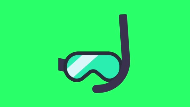 绿色背景下的动画潜水面罩隔离 — 图库视频影像