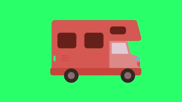 Animation Red Car Isolate Green Background — Stock Video