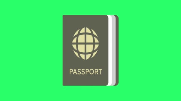 Paszport Animacji Izolat Zielonym Tle — Wideo stockowe