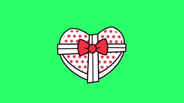 Анимация Формы Красного Сердца Зеленом Фоне — стоковое видео