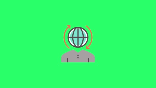 Иконка Анимации Инфографического Дизайна Зеленом Фоне — стоковое видео
