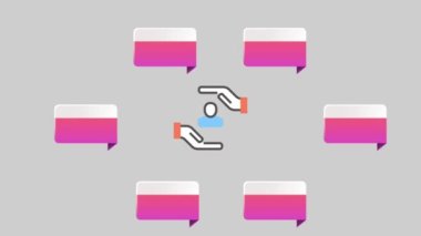 Animation pink and white space bar 5 step for infographic timeline template on gray background.
