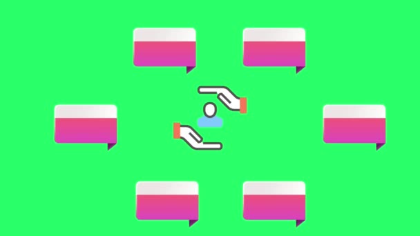 Анимация Розовый Белый Пробел Шаг Инфографики Темплет Зеленом Фоне — стоковое видео