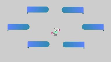 Animation blue space bar 6 step for infographic timeline template on gray background.