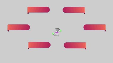 Animation red space bar 6 step for infographic timeline template on gray background.
