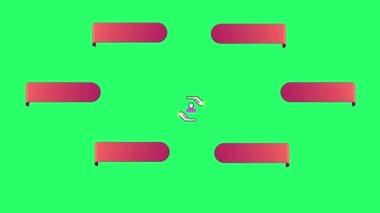 Animation red space bar 6 step for infographic timeline template on green background.