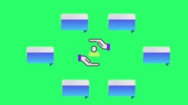 Animation blue and white space bar 6 step for infographic timeline template on green background.