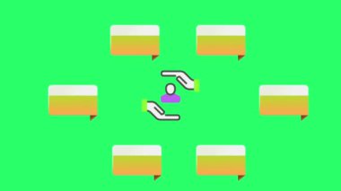 Animation yellow and white space bar 6 step for infographic timeline template on green background.